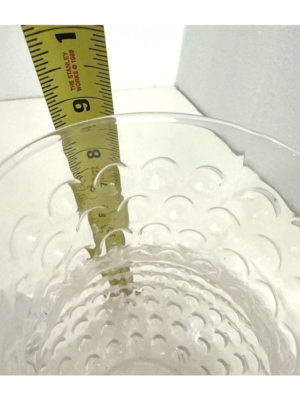 Vintage Hobnail Coin Bubble Clear Glass Pitcher Rare 8.5" - Picture 3 of 9
